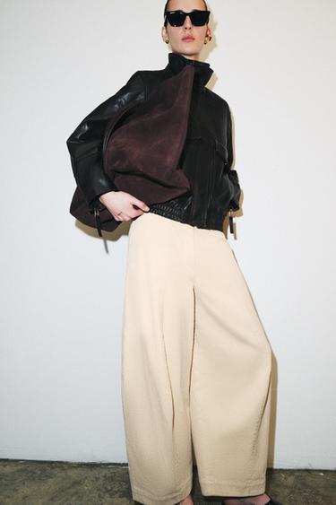 CHAQUETA BOMBER PIEL 100% ZW COLLECTION LIMITED EDITION - Negro de Zara