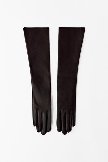 GANTS LONGS 100% CUIR - Chocolat de Zara
