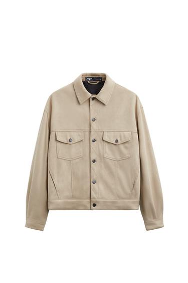FAUX SUEDE BOXY FIT JACKET