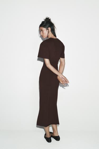 DRAPED LONG DRESS - Brown by Zara