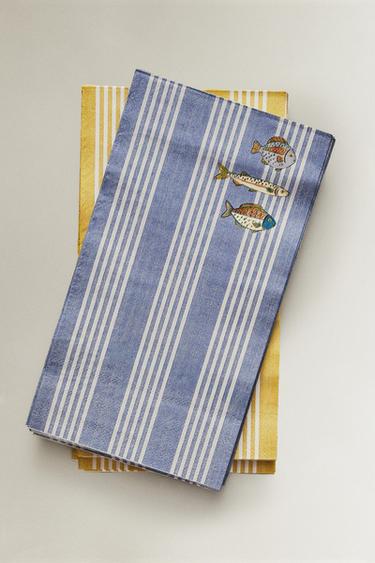Zara PACK OF FISH PRINT PAPER NAPKINS (PACK OF 30) - 黃色