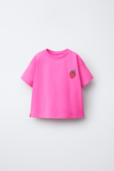 RUBBERISED APPLIQUÉ T-SHIRT - Neon pink by Zara