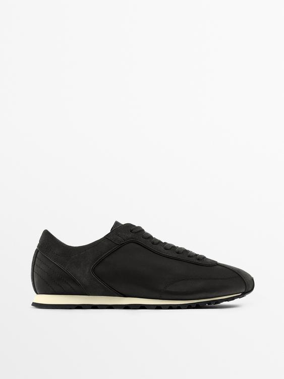 Leather trainers with thin sole