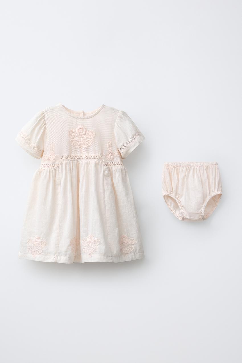 EMBROIDERED DRESS AND PANTIES - Pale pink | ZARA United States EMBROIDERED DRESS AND PANTIES - Pale pink | ZARA United States