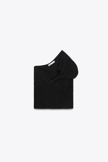 Zara ASYMMETRICAL KNIT TOP - Black - Image 0