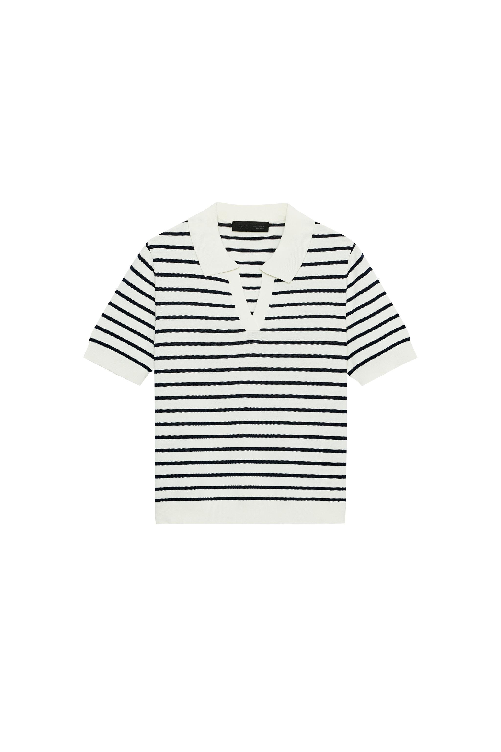 ストライプ半袖ニットポロシャツ - ストライプ | ZARA Japan / 日本