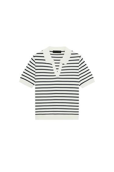 STRIPED KNIT SHORT SLEEVE POLO SHIRT - striped by Zara