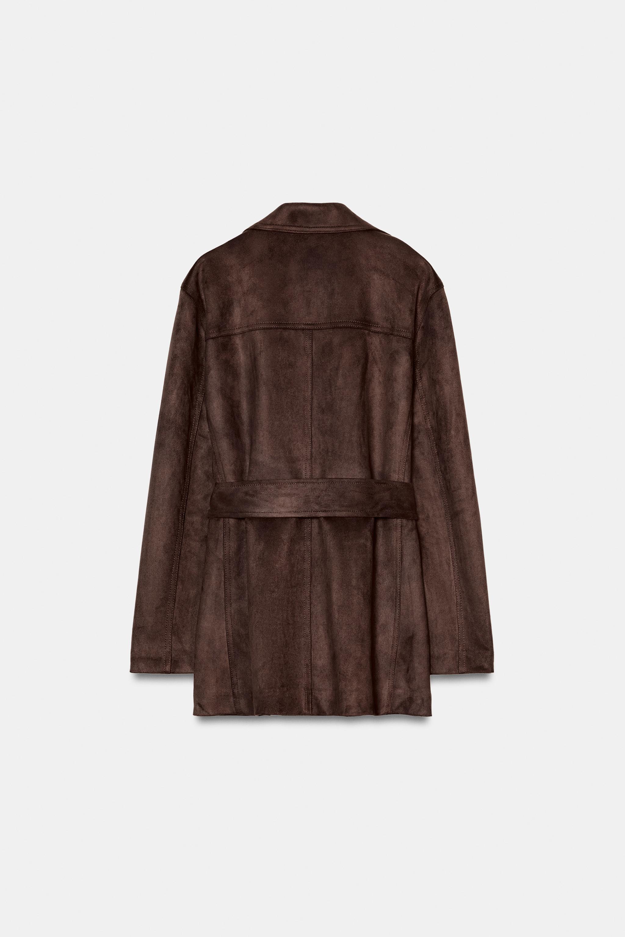 フェイクスエード ベルトジャケット - ダークブラウン | ZARA Japan / 日本