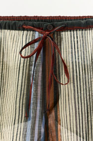 ZW COLLECTION STRIPED PYJAMA-STYLE TROUSERS - Multicoloured by Zara - Image 7
