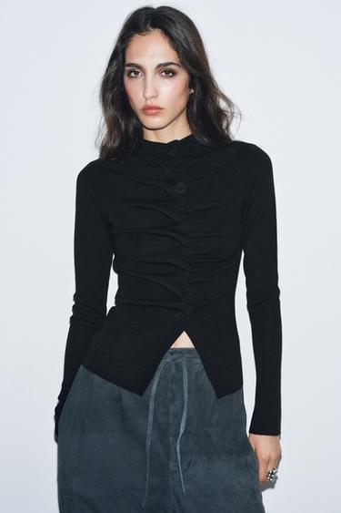 DRAPIERTE STRICKJACKE - Schwarz von Zara