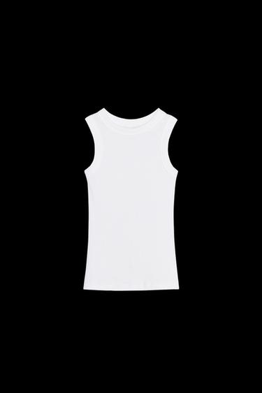 RIBBED SLEEVELESS T-SHIRT - White by Zara - Image 0