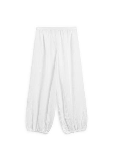Pantalón bombacho lino - Blanco roto de Zara
