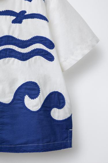 CHEMISE BRODÉE - Bleu / Blanc de Zara - Image 3