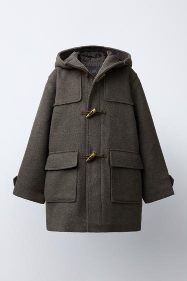 WOOL BLEND DUFFLE COAT - Taupe grey by Zara