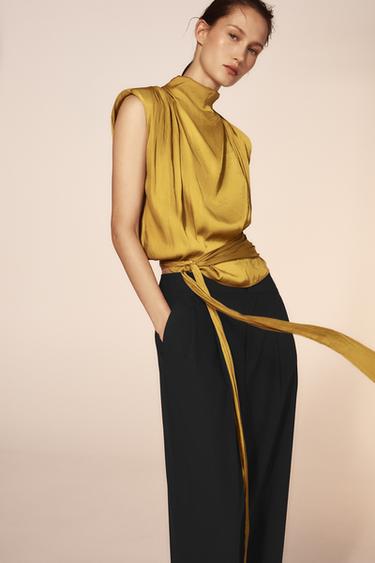 CUERPO SATINADO LAZADA - Mostaza de Zara