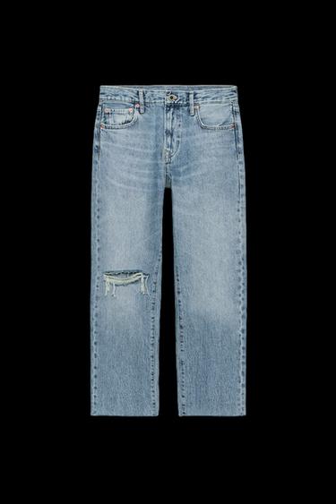 JEANS ZW COLLECTION RECTOS TIRO MEDIO ROTO - Azul de Zara