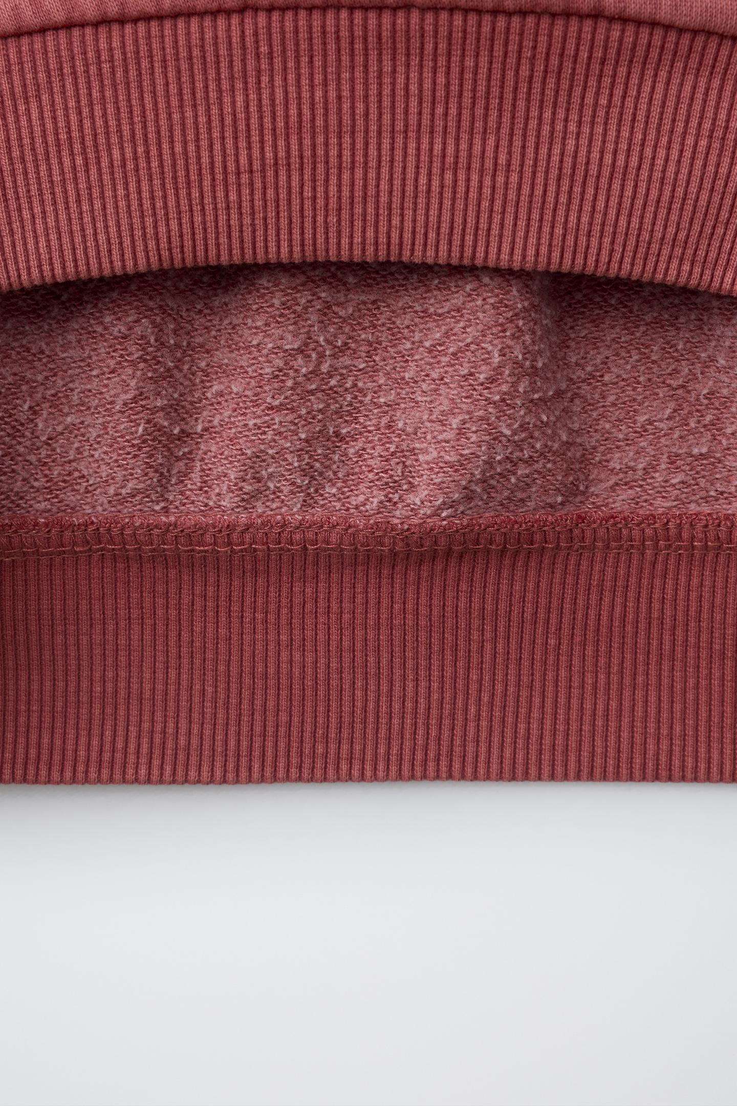 Детские толстовки Zara Washed-Effect Text Graphic, цвет: Красный — фото 4
