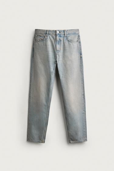 Zara SLIM TAPERED FIT JEANS - Blue / Green