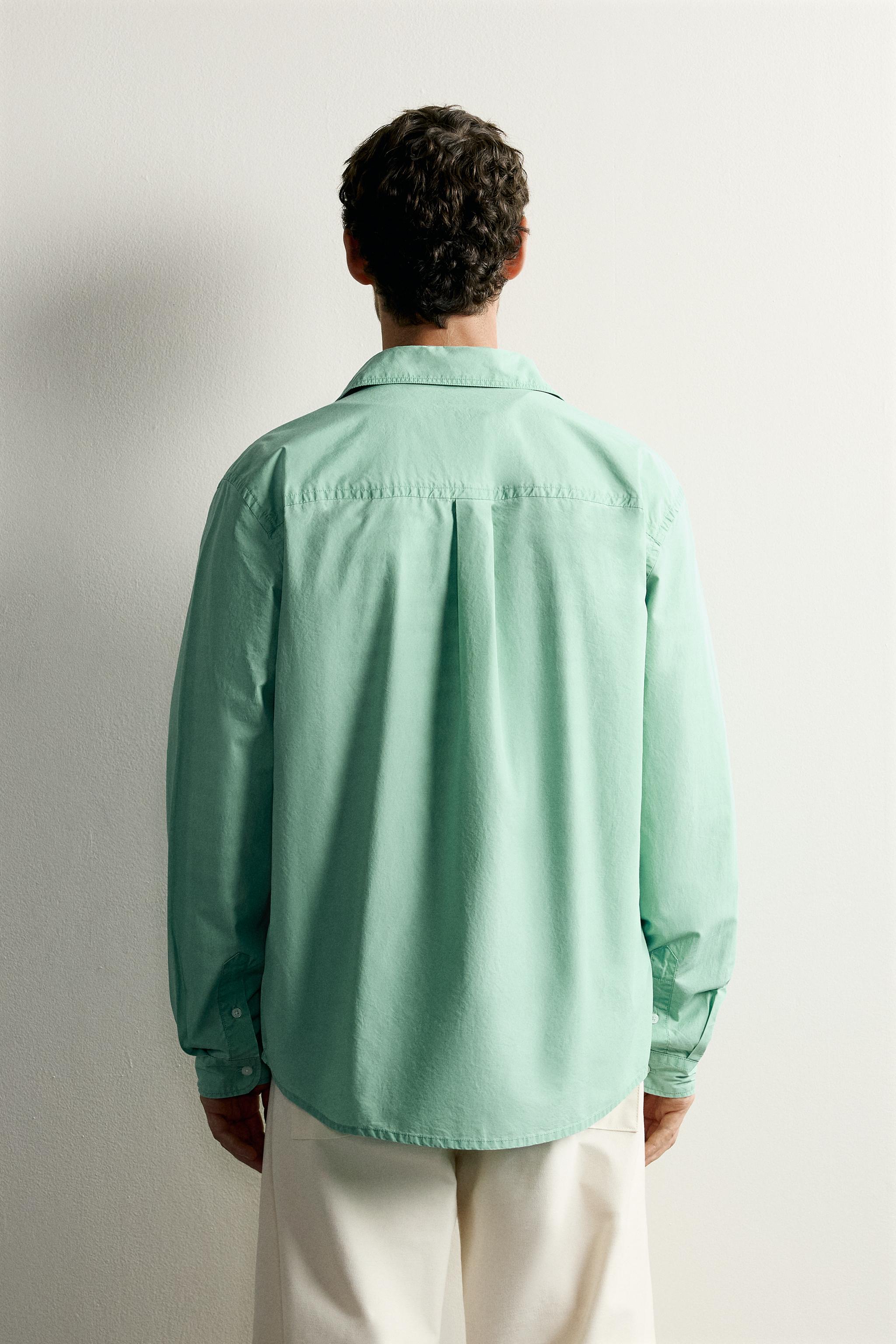 Мужские рубашки Zara WASHED REGULAR FIT SHIRT — фото 3