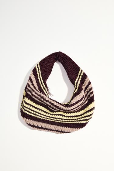 Zara STRIPED CROCHET BUCKET BAG - Multi-color