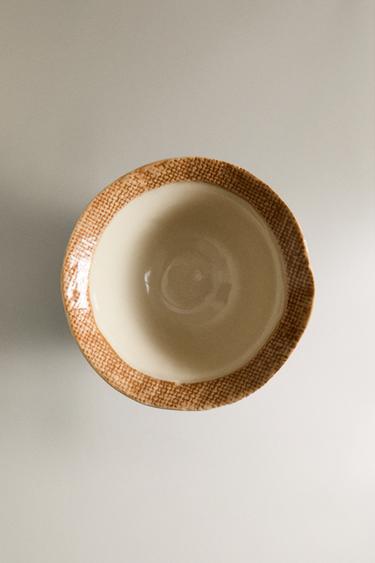 CERAMIC BOWL WITH CHECK BORDER - Yellow by Zara - Image 4