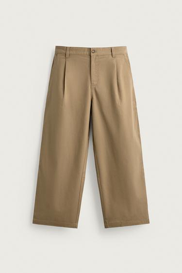PANTALÓN WIDE FIT PLIEGUES - Beige de Zara