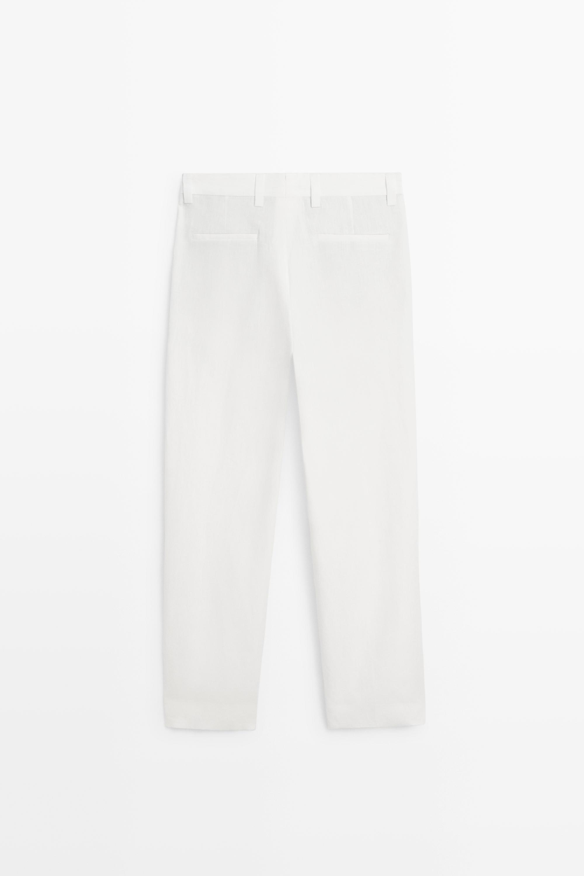 Darted 100% linen trousers