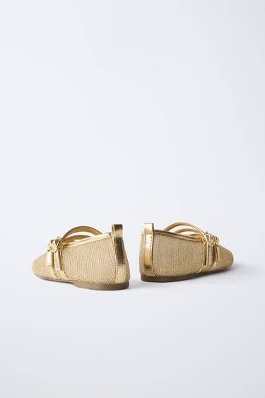 BALLERINES DOUBLE BRIDE MÉTALLISÉES - Or de Zara - Image 4
