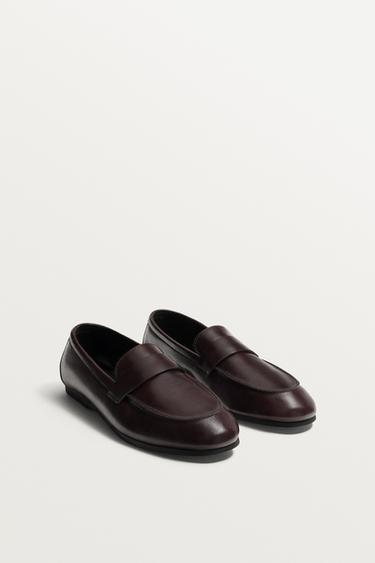 LEATHER PENNY LOAFERS WITH VIBRAM® SOLE AARON LEVINE X ZARA - Brown by Zara