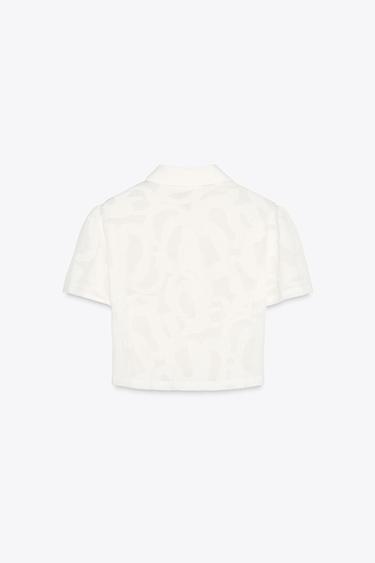 CHEMISE COURTE TEXTURÉE - Blanc de Zara - Image 6