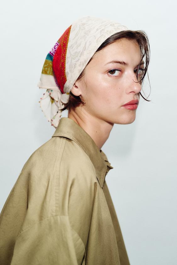 BEADED PRINTED SCARF from Zara - $25.90