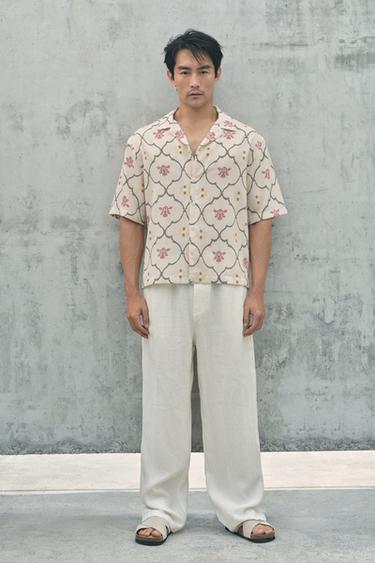 Zara 菱形圖案襯衫 - 米色