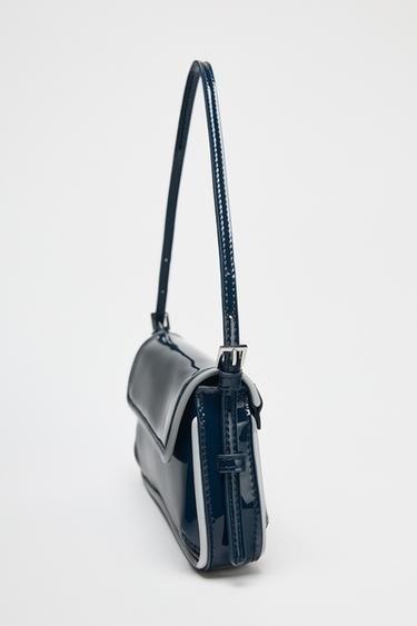 SAC PORTÉ ÉPAULE EFFET VERNI CONTRASTE - Bleu de Zara - Image 4