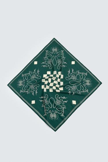 CONTRAST PRINT BANDANA - Grey / Blue by Zara