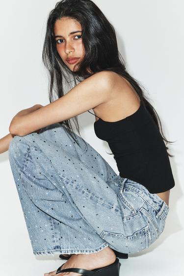 JEANS TRF BAGGY BRILLOS TIRO MEDIO - Azul claro de Zara