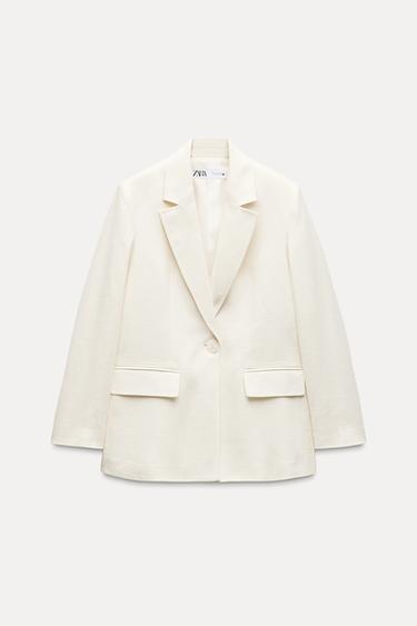 RUSTIC BLAZER WITH PADDED SHOULDERS - Oyster-white by Zara - Image 0