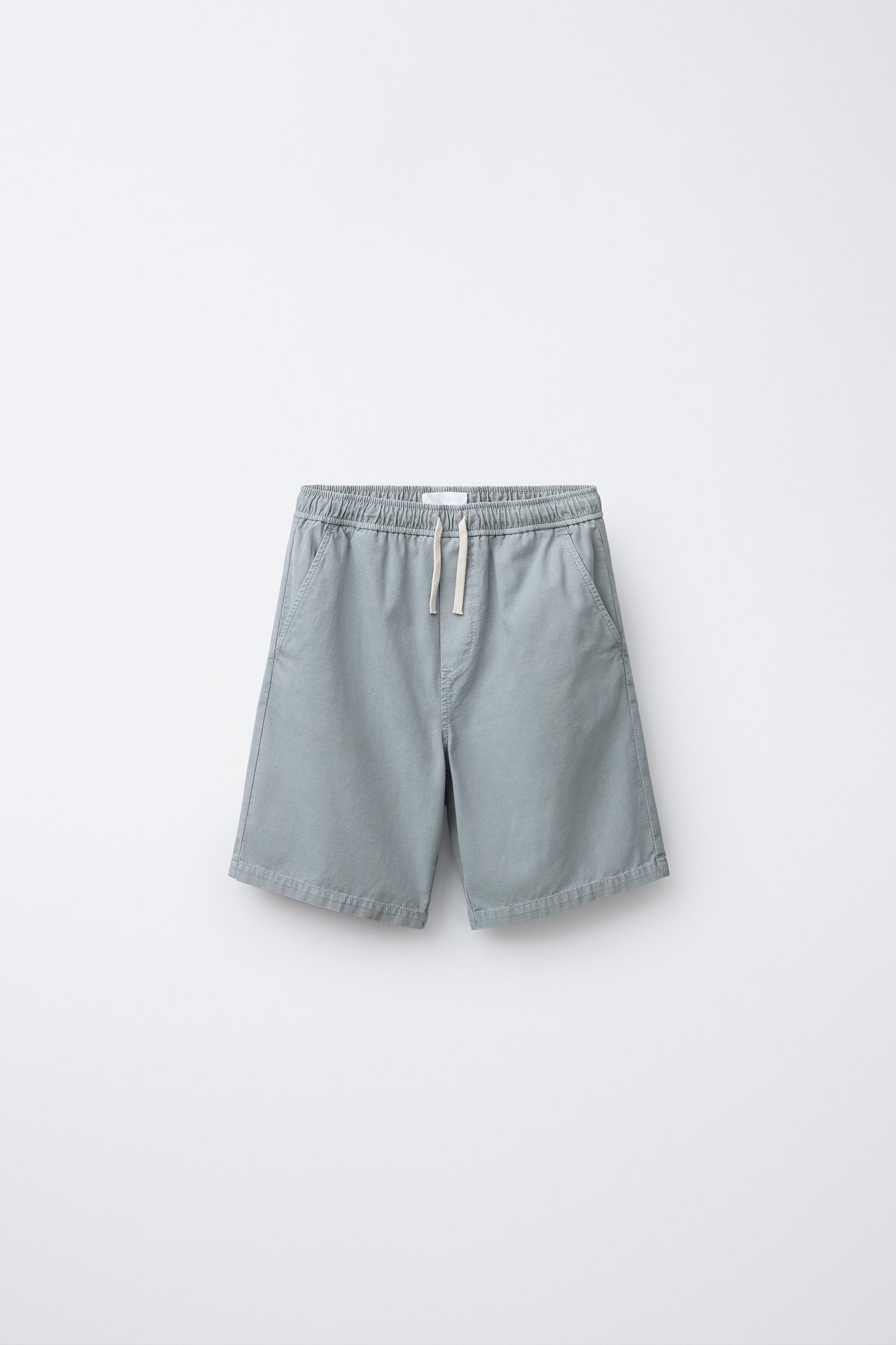COTTON LABEL SHORTS - Blue / Gray | ZARA United States