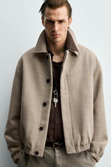 REGULAR FIT TEXTURED JACKET - Taupe grey by Zara - Image 4