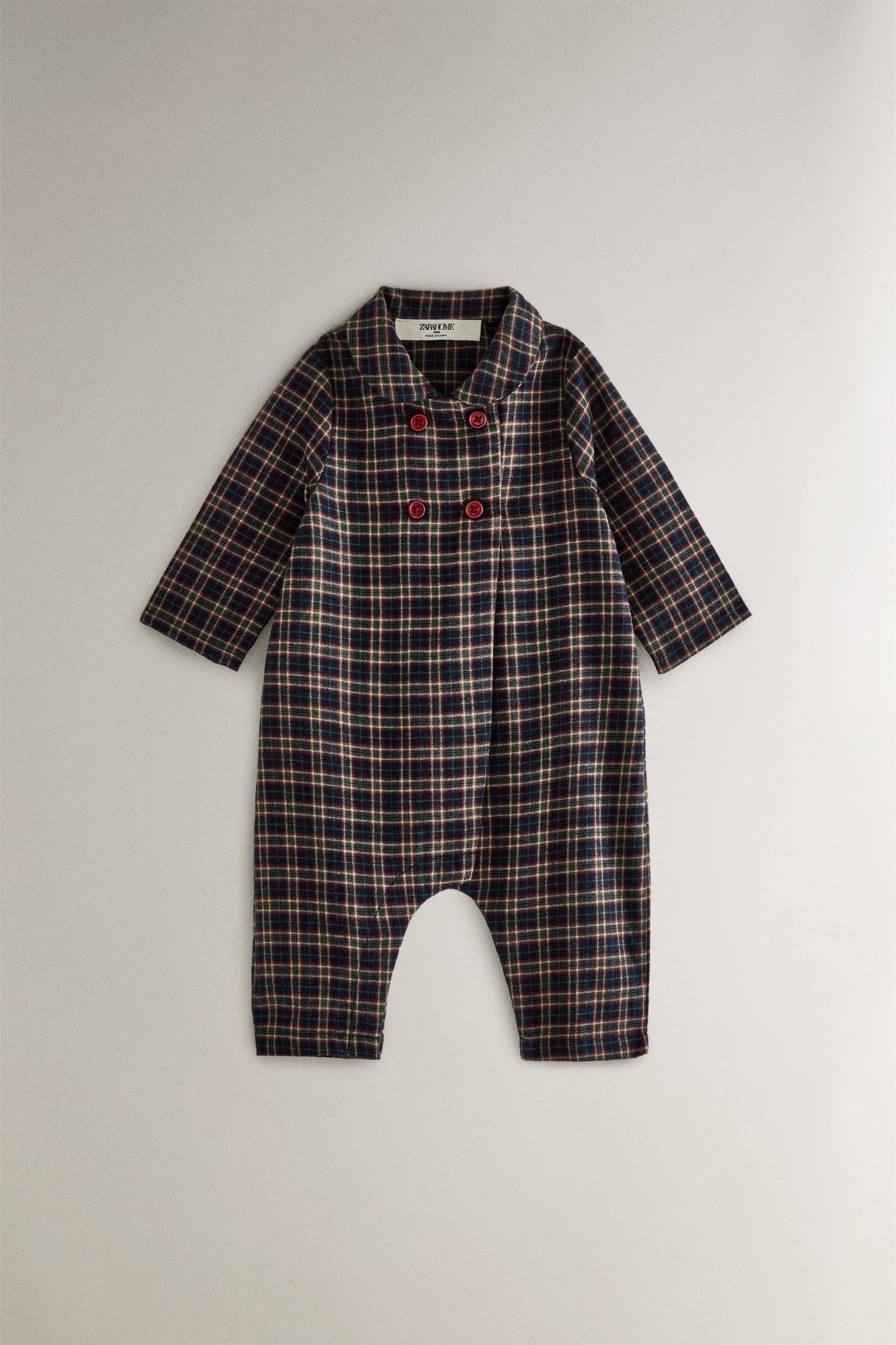 CHECK FLANNEL CHRISTMAS BABY ROMPER