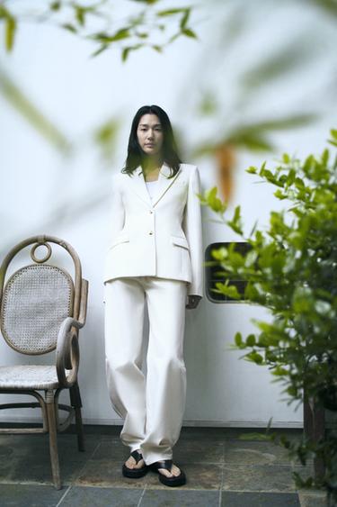 ZW COLLECTION DENIM BLAZER WITH BUTTONS - White by Zara - Image 0