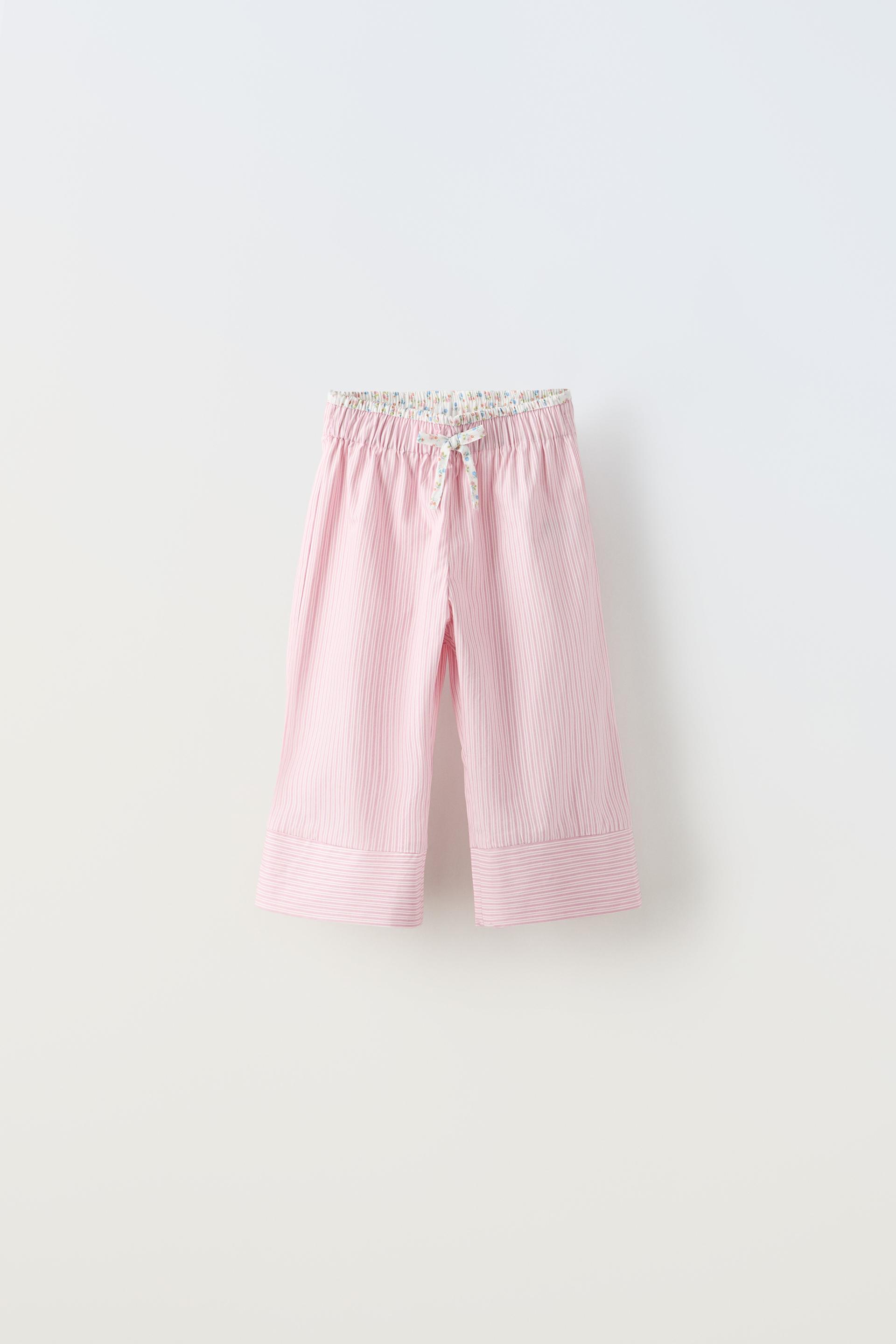 STRIPED POPLIN PANTS - Pink