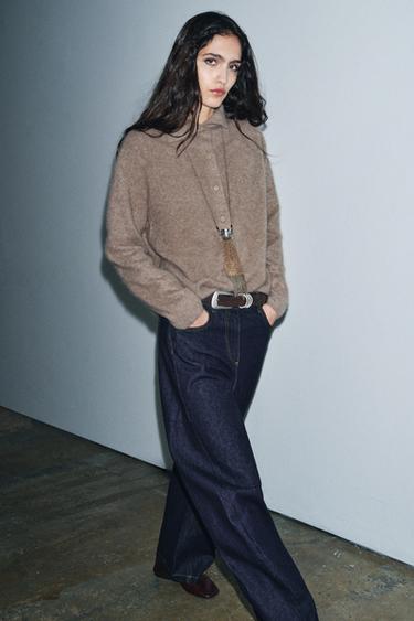 GILET 100 % LAINE COL MONTANT - Marron / Taupe de Zara - Image 2