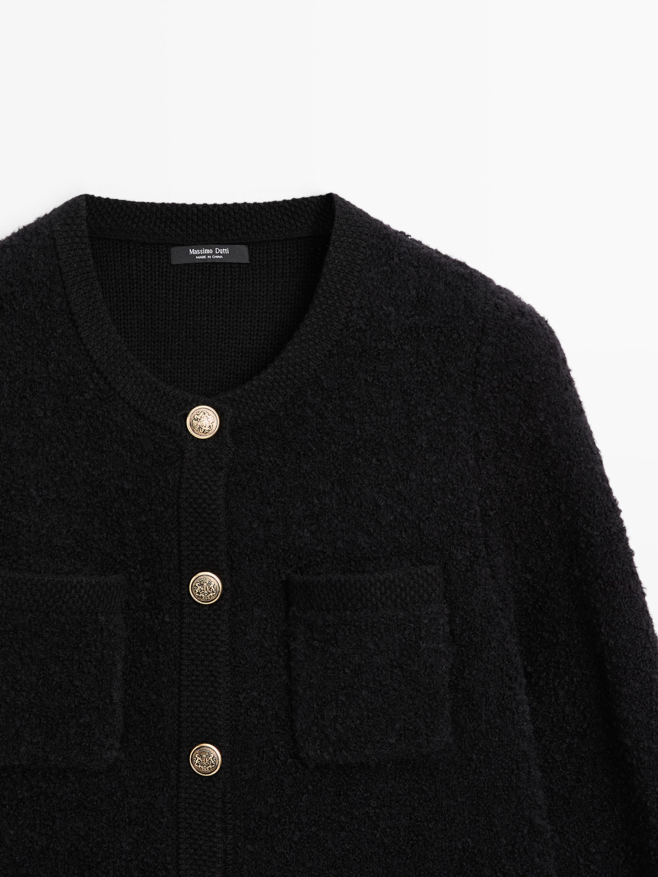 Wool blend cardigan with gold buttons