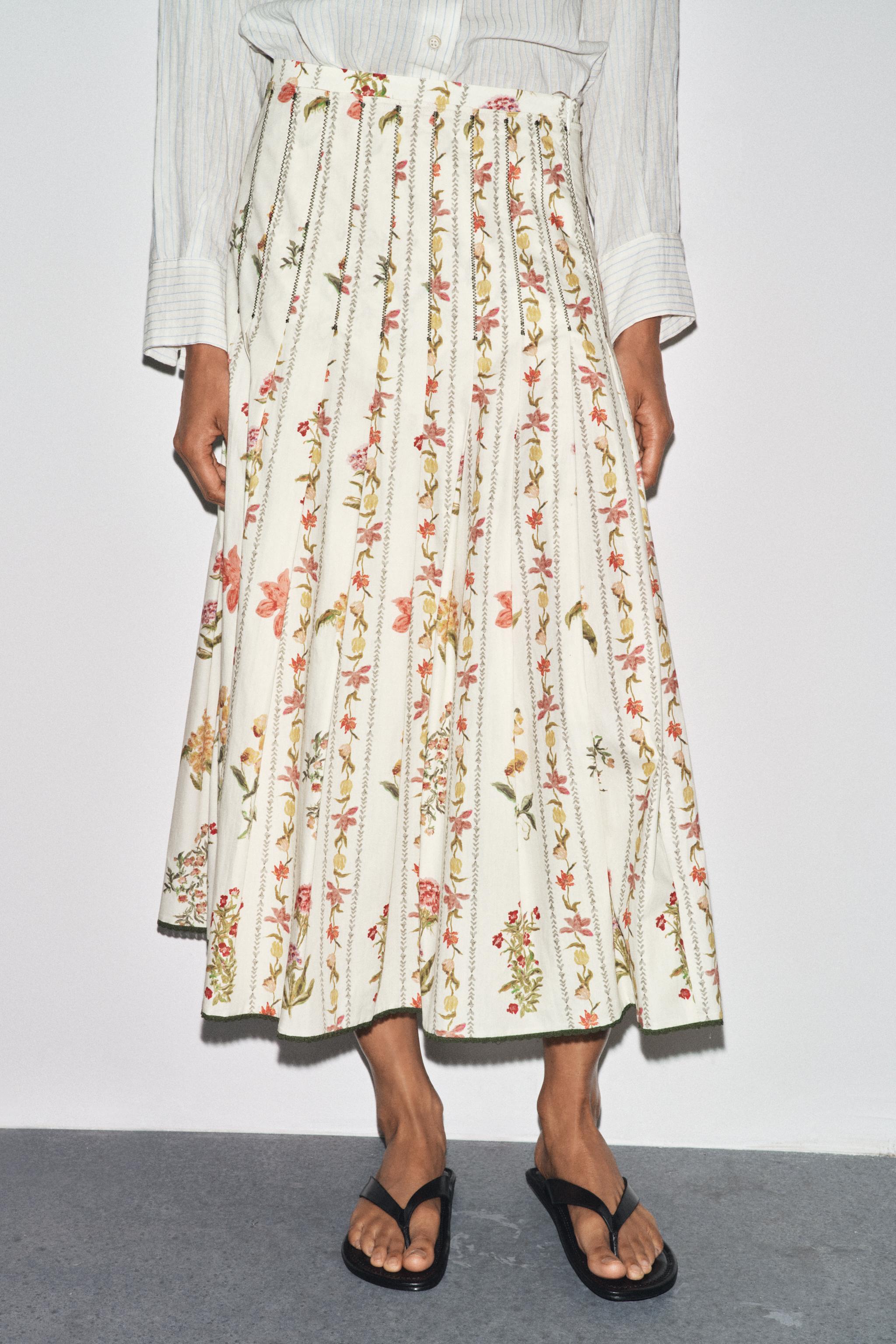 ZW COLLECTION PLEATED FLORAL SKIRT