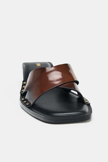 MULES KITTEN EN CUIR - Marron de Zara - Image 3