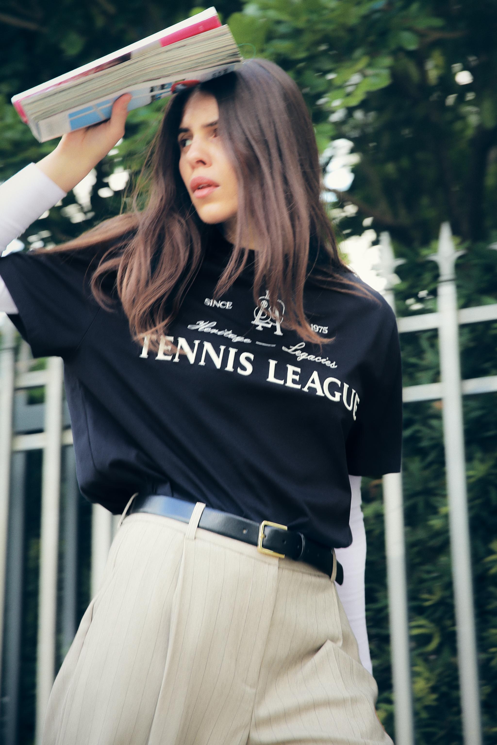フロント刺繍入りTシャツ - ネイビーブルー | ZARA Japan / 日本