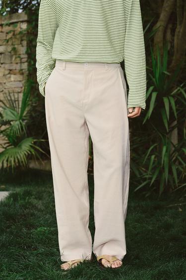 FLOWING PLEATED TROUSERS - Ecru by Zara