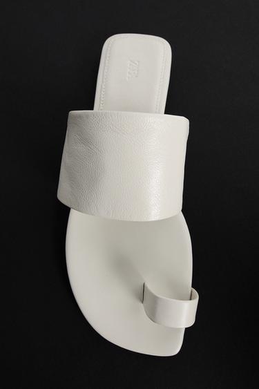 SANDALIA PLANA PIEL LIMITED EDITION - Blanco de Zara