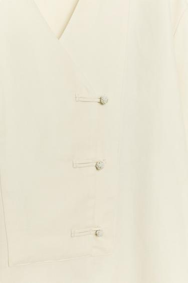 ROBE COURTE À BRANDEBOURGS ZW COLLECTION - Jaune de Zara - Image 7