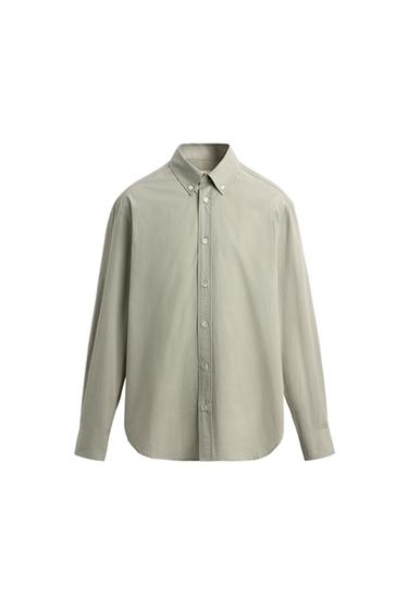 Zara LIMITED EDITION REGULAR FIT POPLIN SHIRT - Washed green
